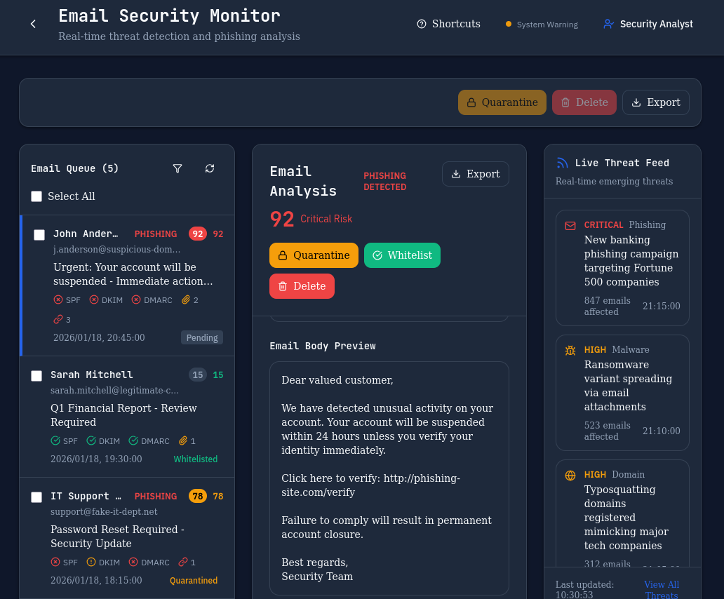 CyberShield security infrastructure showing threat detection dashboard and monitoring systems